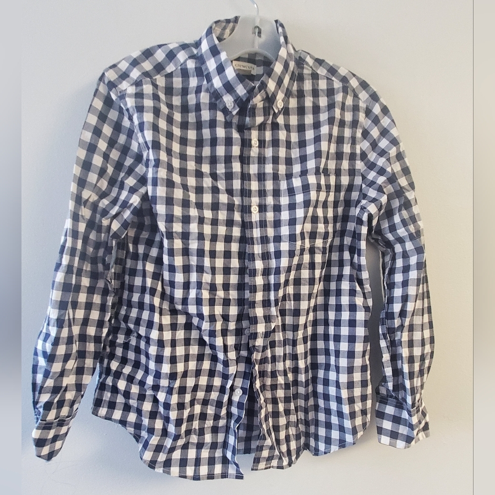 J. Crew Crewcuts Blue Cotton Gingham Plaid Oxford